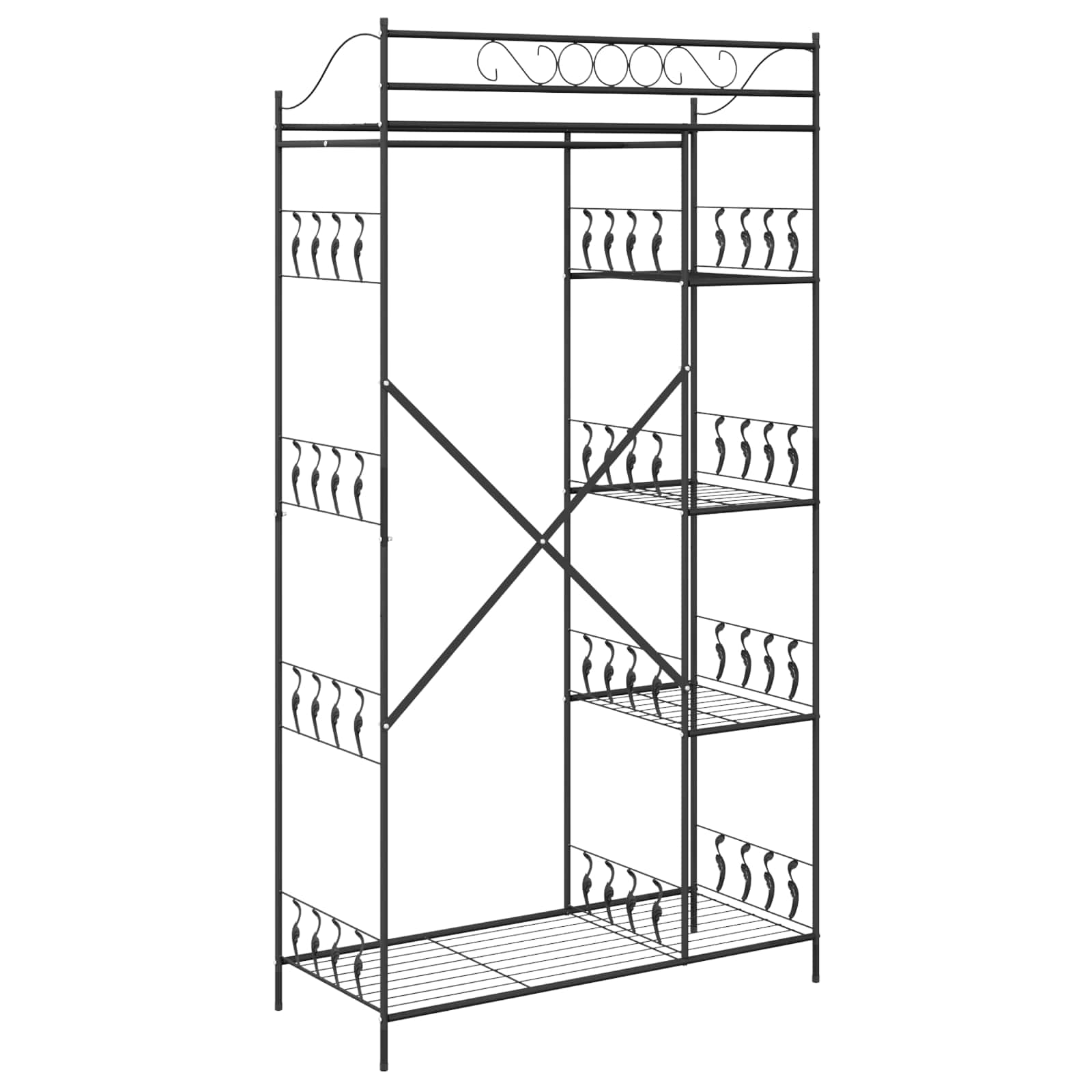 Armadio Aperto con lo scaffale Nero 101 x 43 x 188 cm Acciaio | homemem39