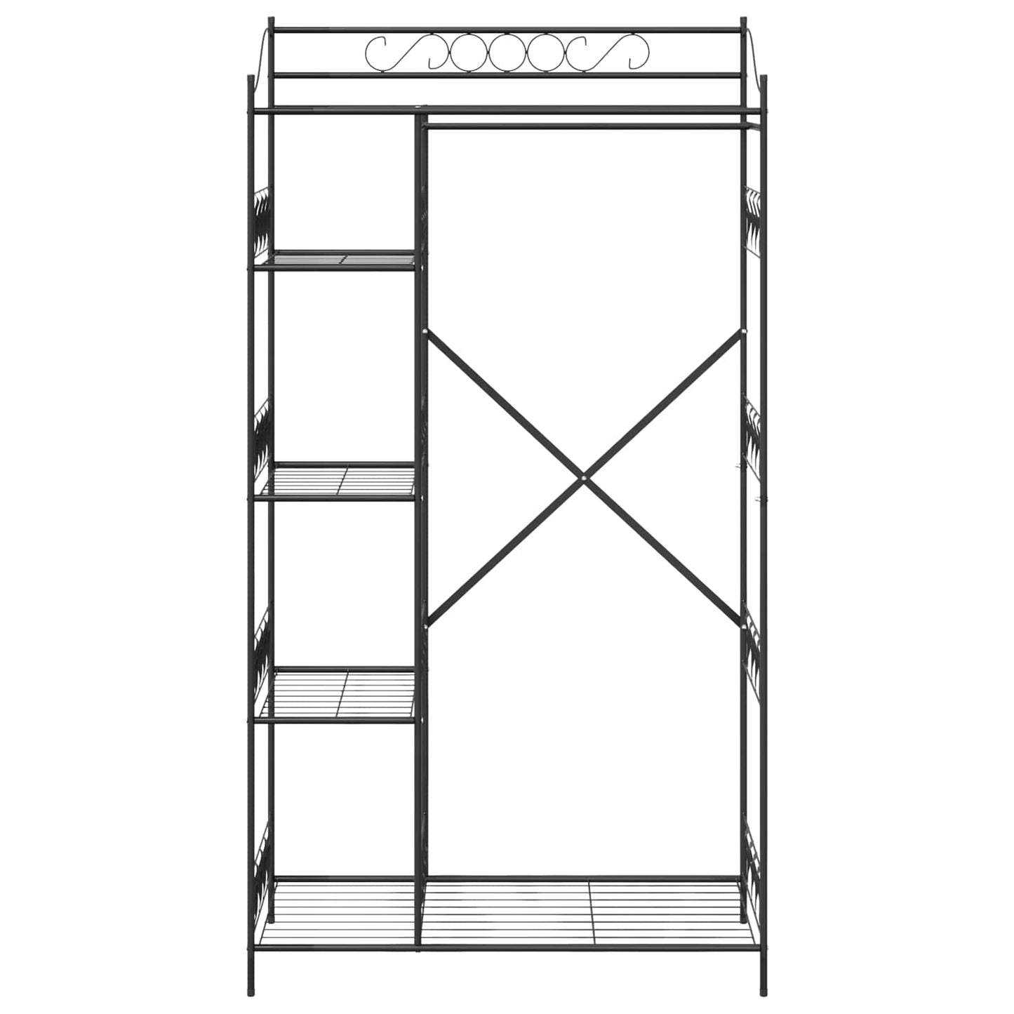 Armadio Aperto con lo scaffale Nero 101 x 43 x 188 cm Acciaio | homemem39