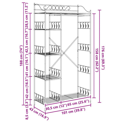 Armadio Aperto con lo scaffale Nero 101 x 43 x 188 cm Acciaio