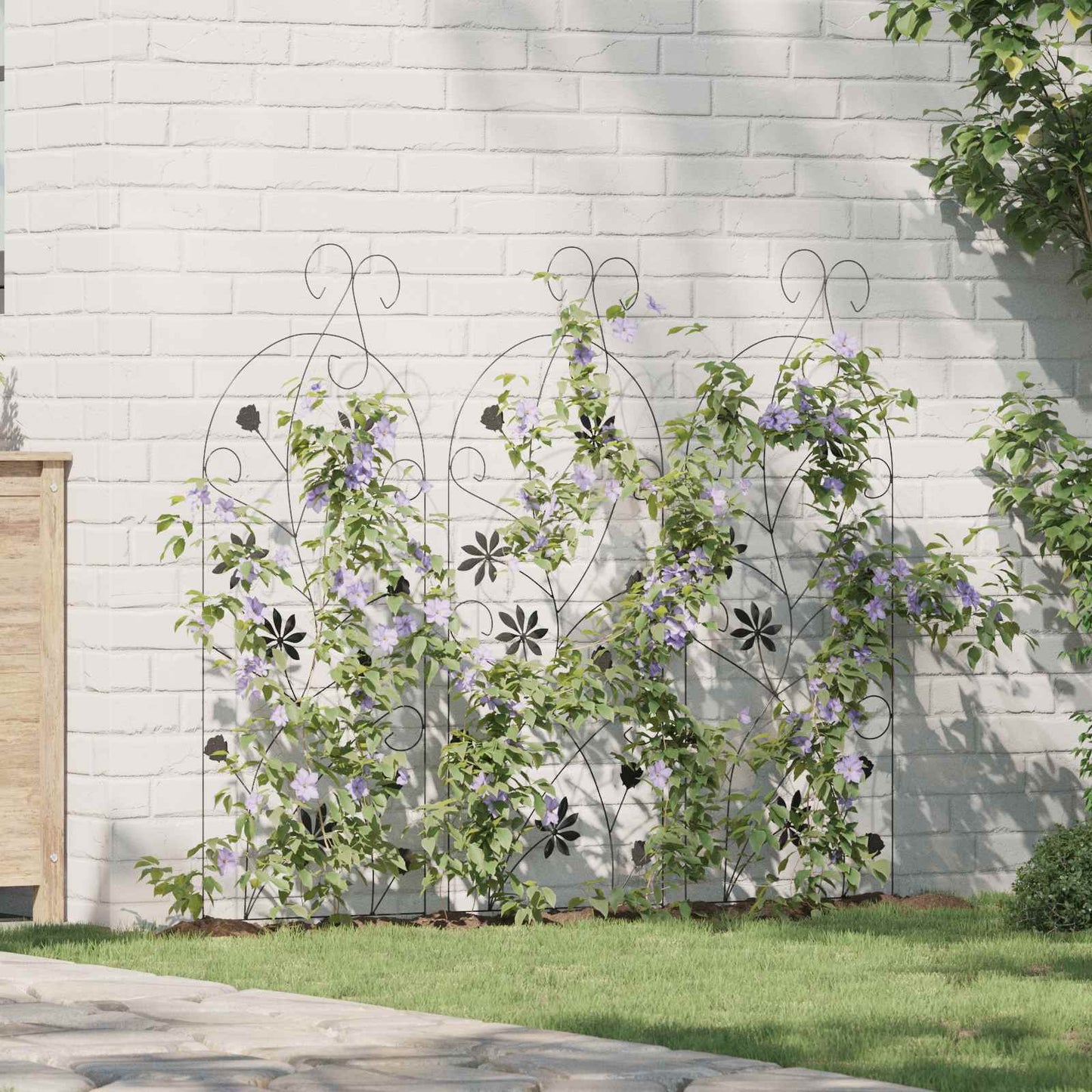 Recinzione per Giardino 3 pcs Nero 112 x 40 cm Acciaio