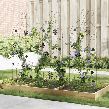 Recinzione per Giardino 3 pcs Nero 112 x 40 cm Acciaio