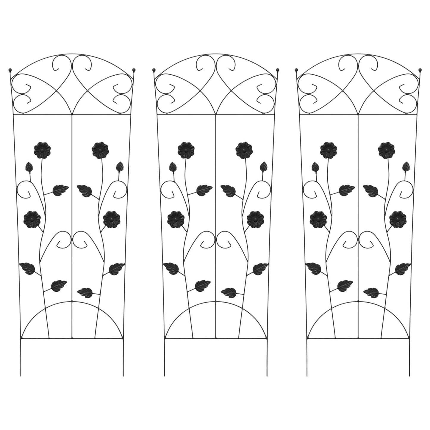 Recinzione per Giardino 3 pcs Nero 112 x 40 cm Acciaio