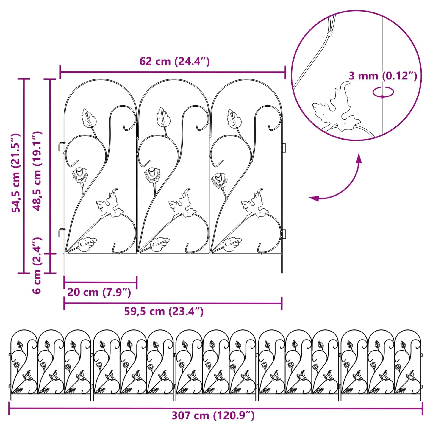Recinzione per Giardino Traliccio Verde 307 x 54,5 x 0,3 cm
