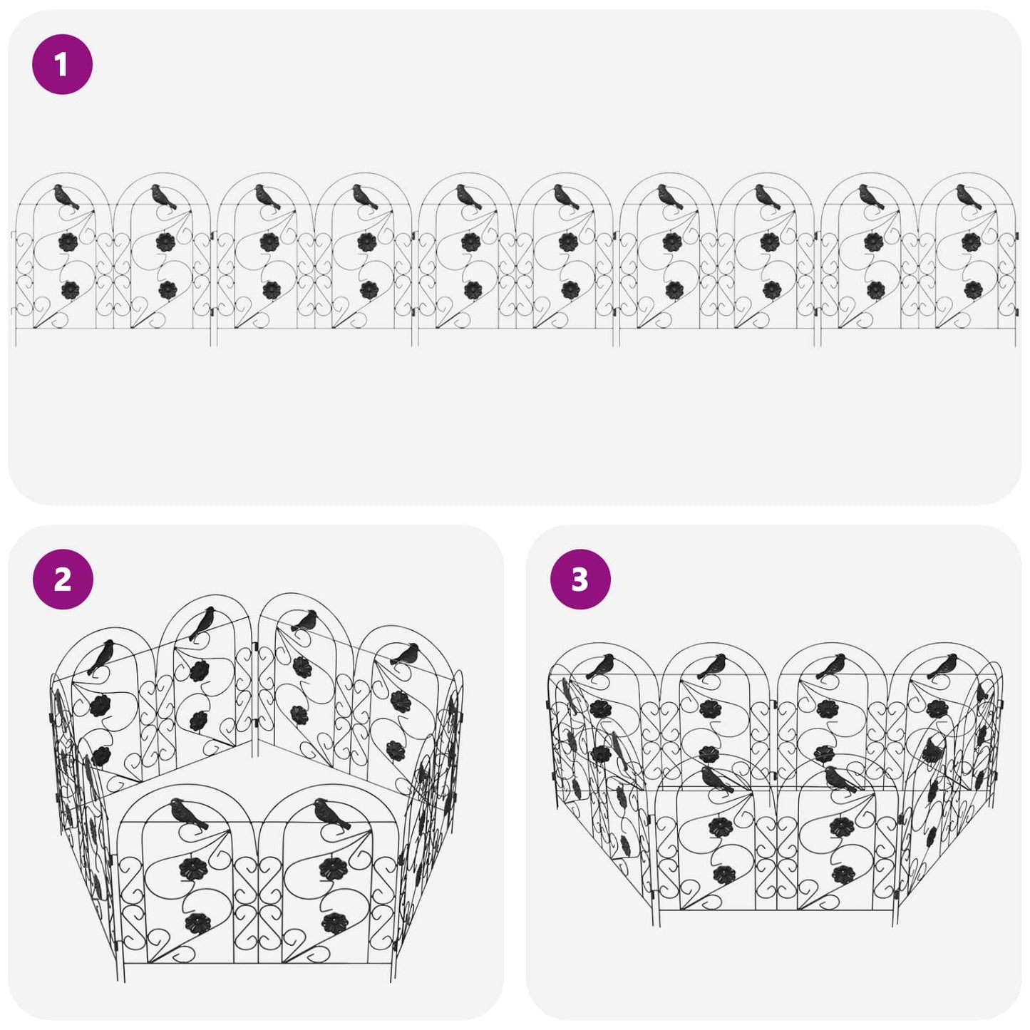 Recinzione per Giardino Traliccio Nero 308,5 x 54,5 x 0,3 cm