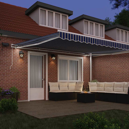 Tenda Retrattile con Blu e bianco 4.5 x 3 m Tessuto e metallo - homemem39