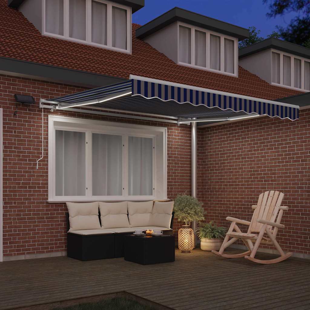 Tenda Retrattile Blu e Bianco 350 x 250 cm | homemem39