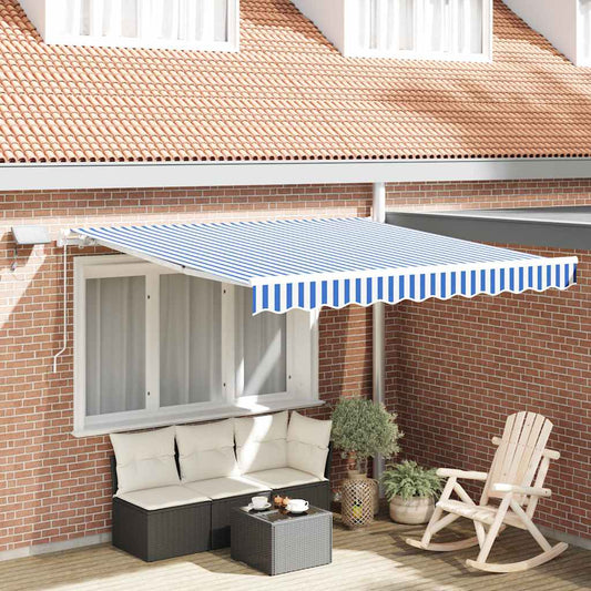 Tenda Retrattile Blu e Bianco 350 x 250 cm | homemem39