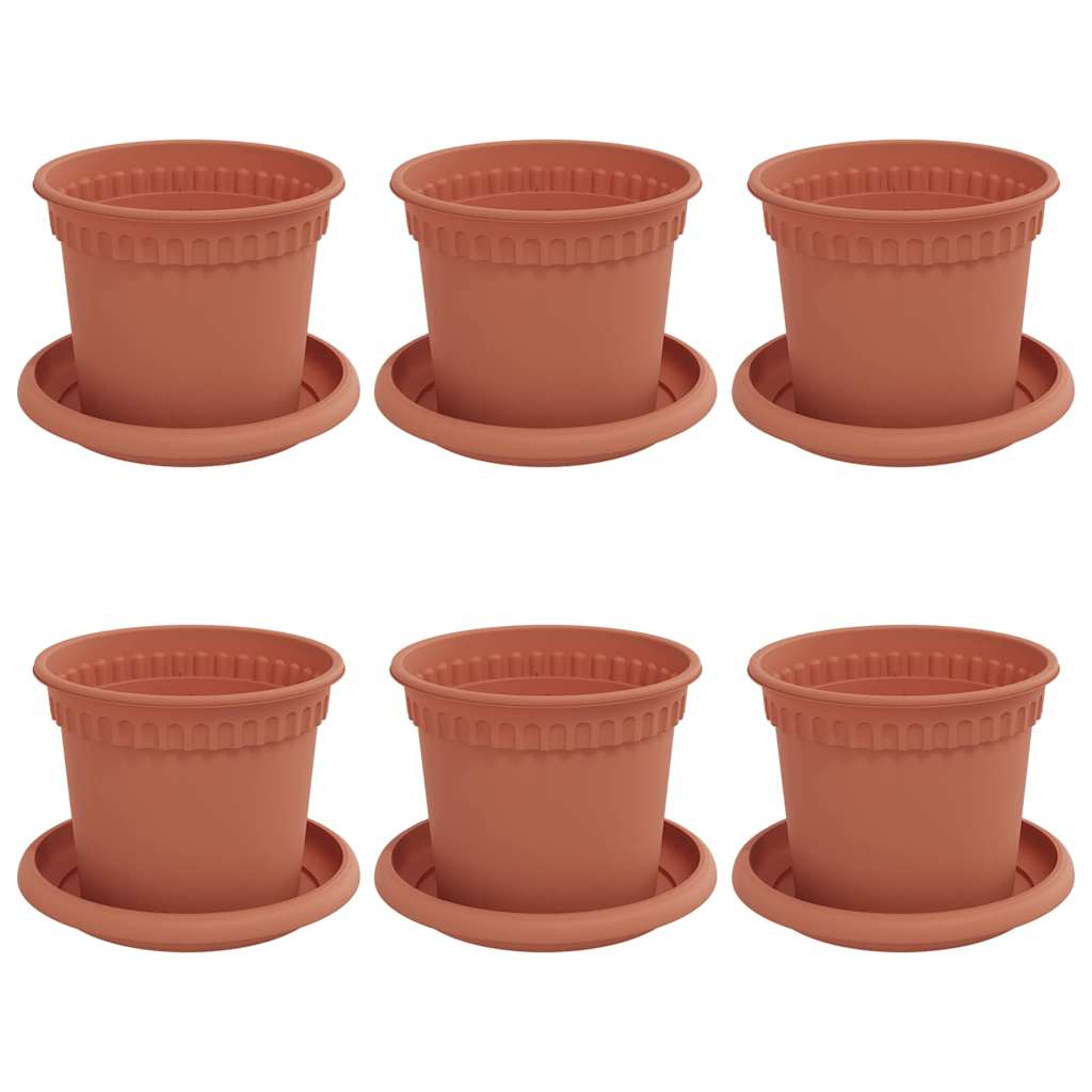 Vasi per Piante 6 pcs Rosso Mattone Ø 12,5 x 10 cm Plastica | homemem39