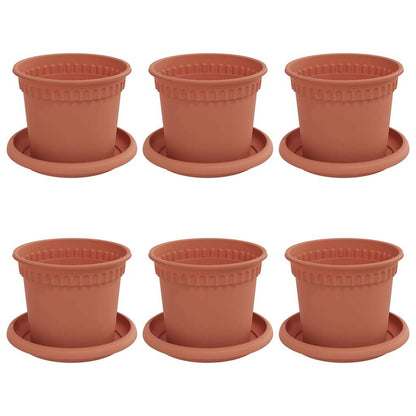 Vasi per Piante 6 pcs Rosso Mattone Ø 12,5 x 10 cm Plastica | homemem39