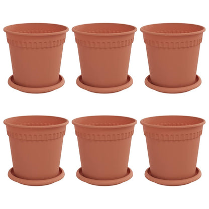 Vasi per Piante 6 pcs Rosso Mattone Ø 17 x 14 cm Plastica | homemem39