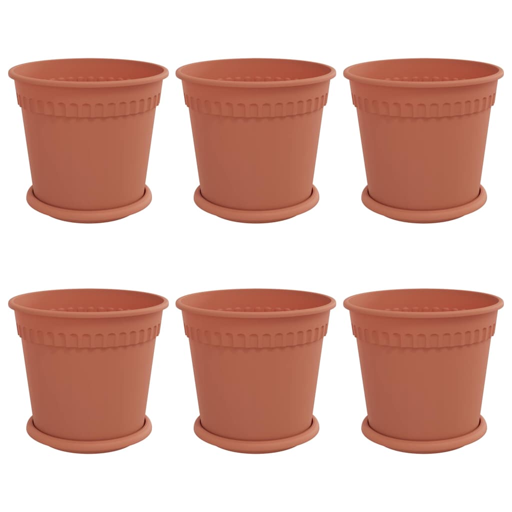 Vasi per Piante 6 pcs Rosso Mattone Ø 19 x 16 cm Plastica | homemem39