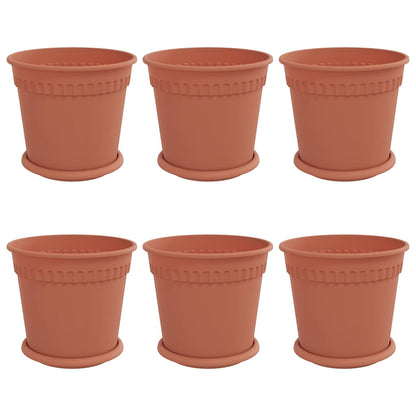 Vasi per Piante 6 pcs Rosso Mattone Ø 19 x 16 cm Plastica | homemem39