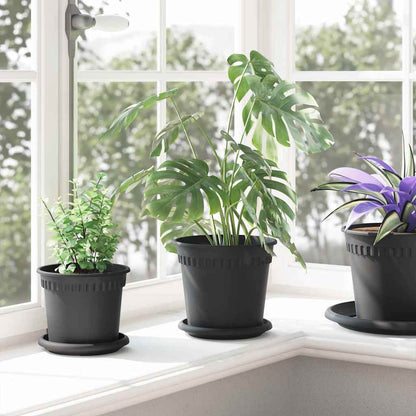 Vasi per Piante 6 pcs Nero Ø 17 x 14 cm Plastica | homemem39