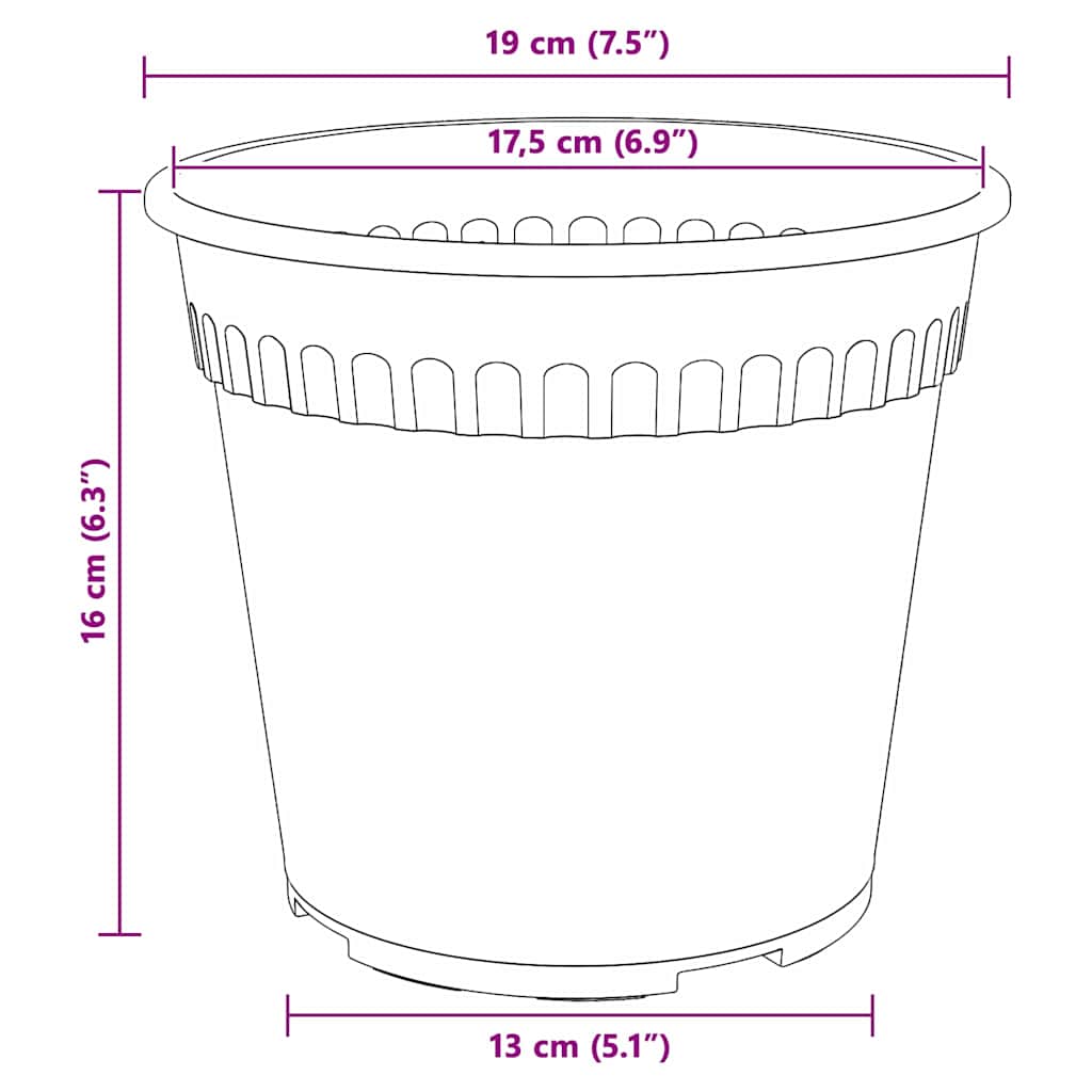 Vasi per Piante 6 pcs Nero Ø 19 x 16 cm Plastica