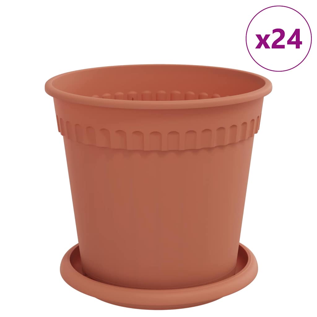 Vasi per Piante 24 pcs Rosso Mattone Ø 17 x 14 cm Plastica | homemem39
