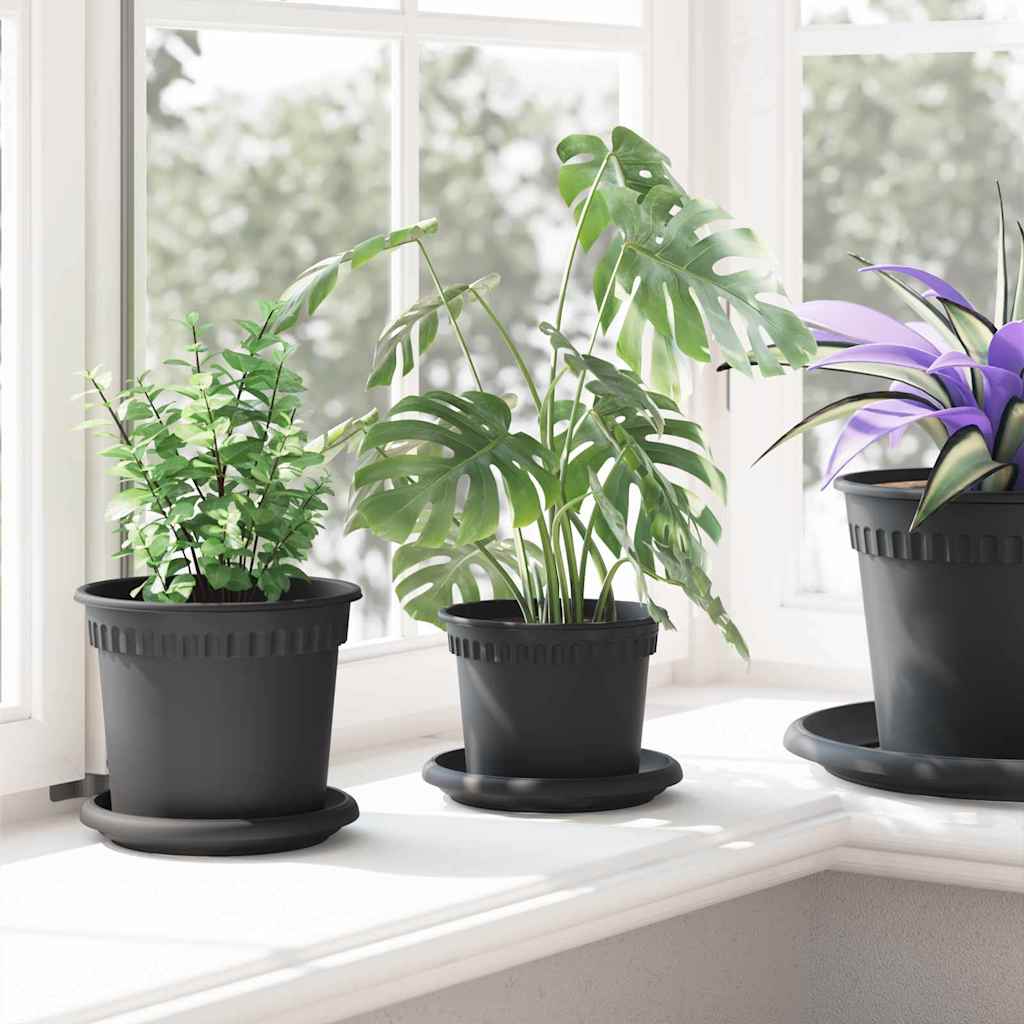 Vasi per Piante 24 pcs Nero Ø 12,5 x 10 cm Plastica | homemem39
