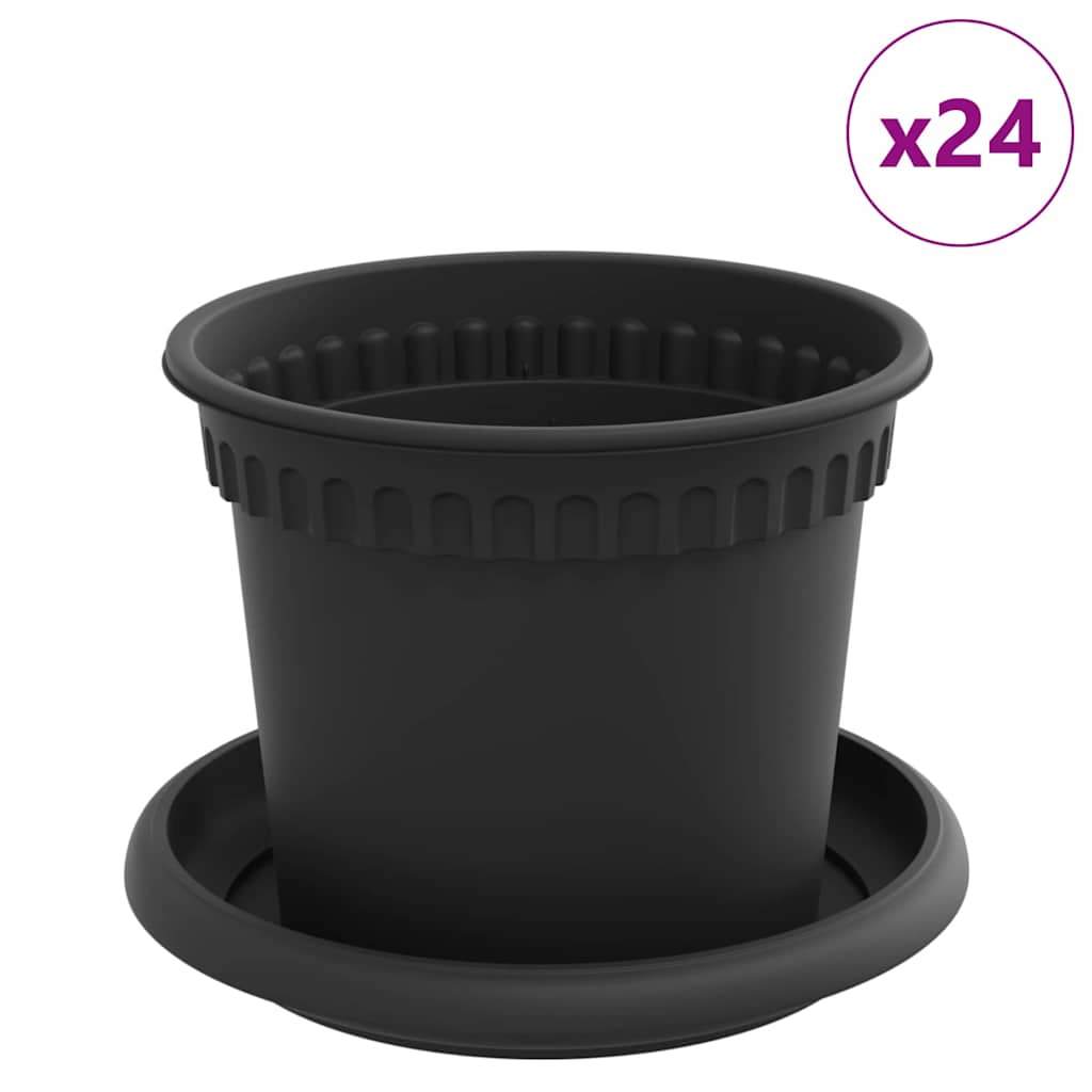 Vasi per Piante 24 pcs Nero Ø 12,5 x 10 cm Plastica | homemem39