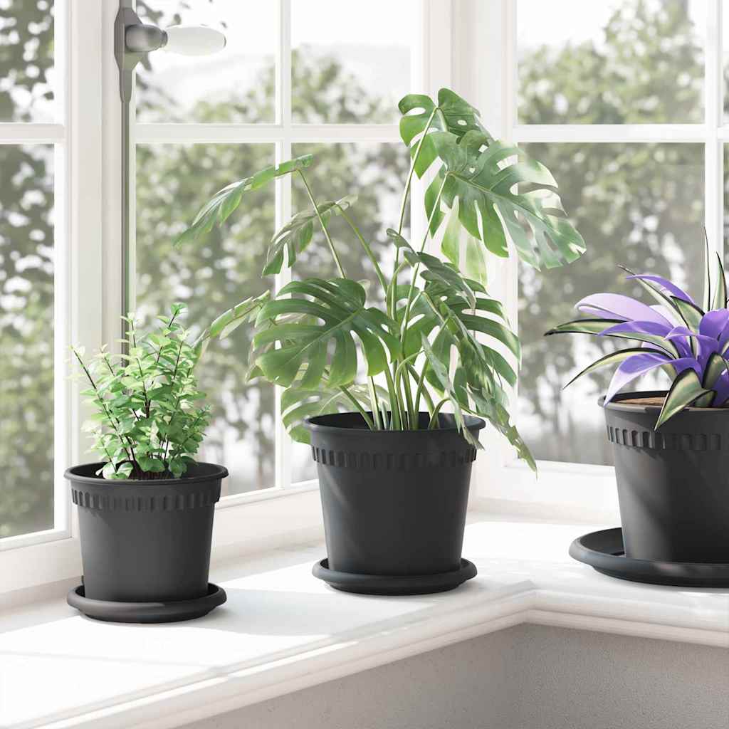 Vasi per Piante 24 pcs Nero Ø 17 x 14 cm Plastica | homemem39