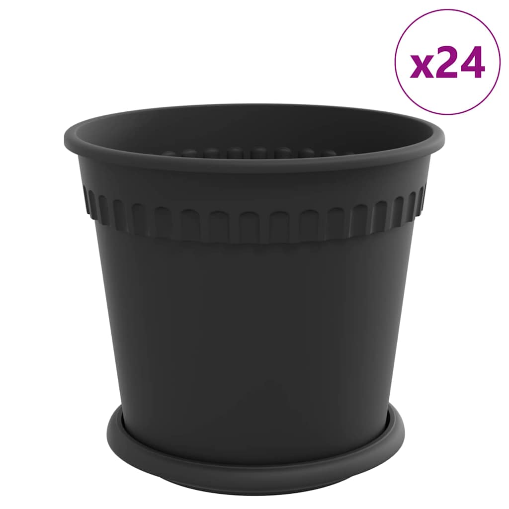 Vasi per Piante 24 pcs Nero Ø 19 x 16 cm Plastica