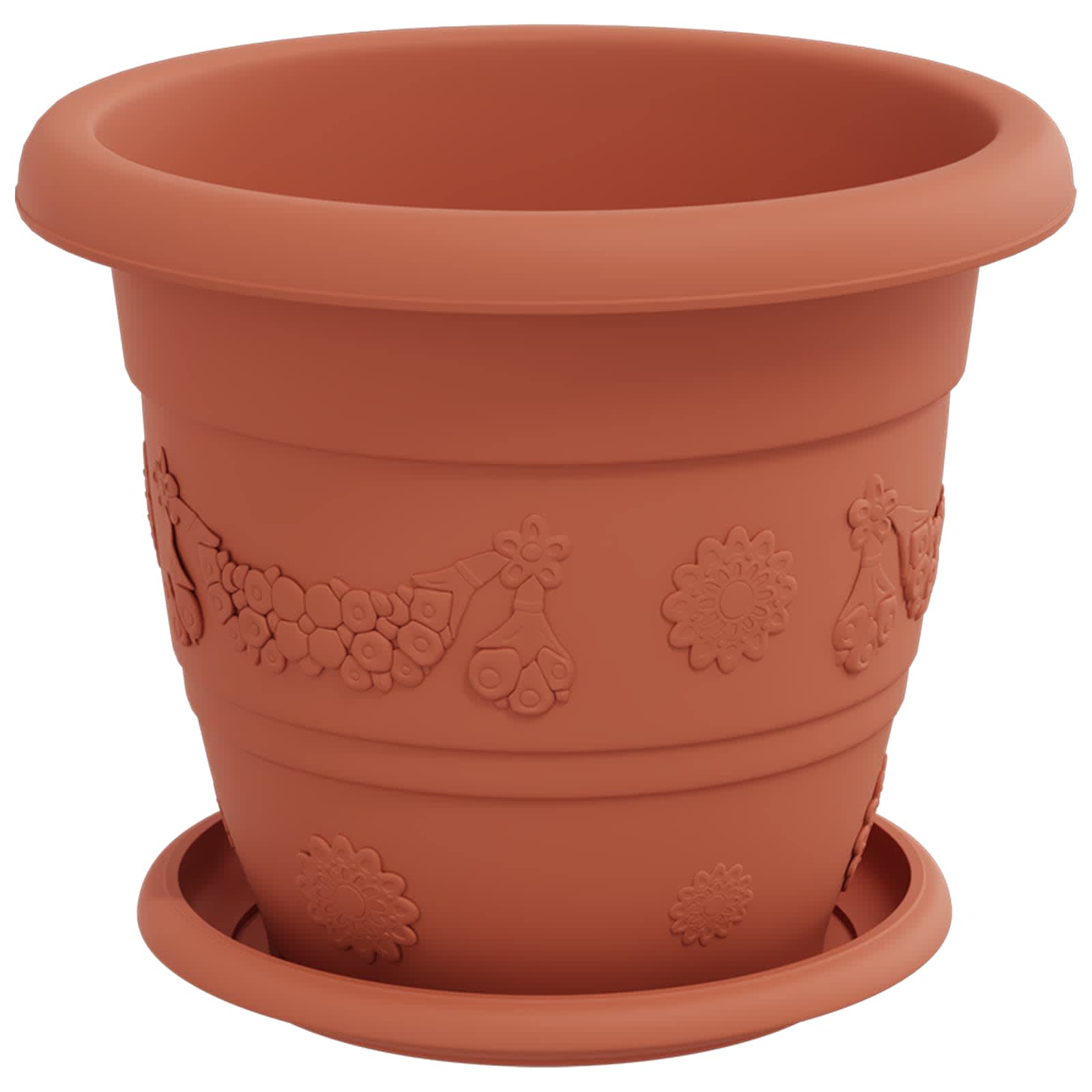 Vasi per Piante 6 pcs Rosso Mattone Ø 22 x 18 cm Plastica | homemem39