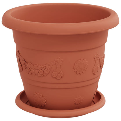 Vasi per Piante 6 pcs Rosso Mattone Ø 22 x 18 cm Plastica | homemem39