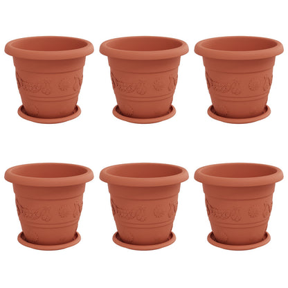 Vasi per Piante 6 pcs Rosso Mattone Ø 26 x 21.5 cm Plastica