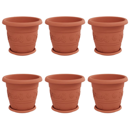 Vasi per Piante 6 pcs Rosso Mattone Ø 30 x 25 cm Plastica