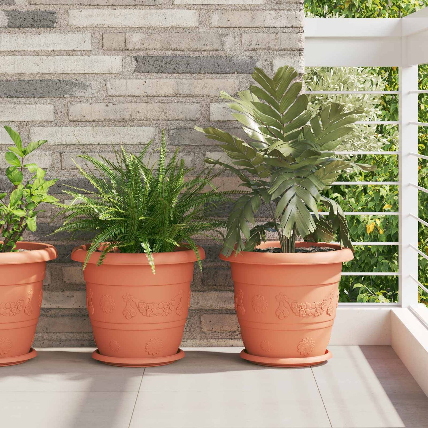 Vasi per Piante 6 pcs Rosso Mattone Ø 34 x 28 cm Plastica