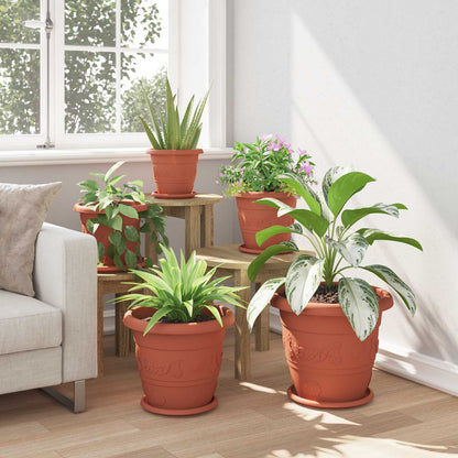 Vasi per Piante 6 pcs Rosso Mattone Ø 34 x 28 cm Plastica | homemem39