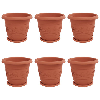 Vasi per Piante 6 pcs Rosso Mattone Ø 34 x 28 cm Plastica | homemem39