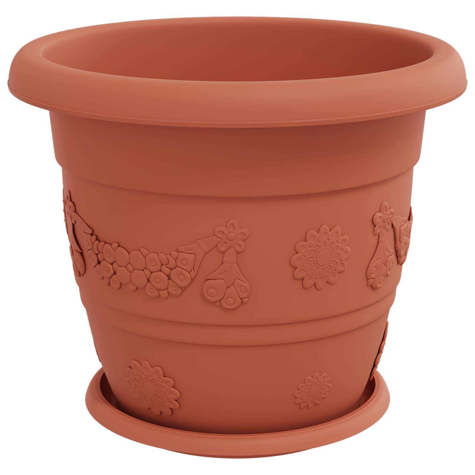Vasi per Piante 6 pcs Rosso Mattone Ø 34 x 28 cm Plastica | homemem39