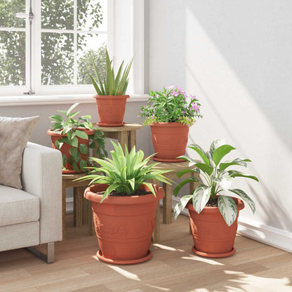 Vasi per Piante 6 pcs Rosso Mattone Ø 39 x 32 cm Plastica