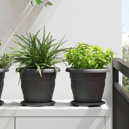 Vasi per Piante 6 pcs Nero Ø 22 x 18 cm Plastica | homemem39