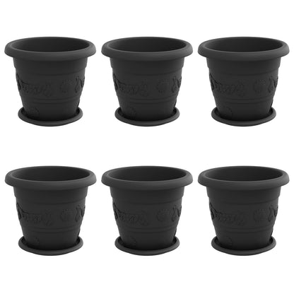 Vasi per Piante 6 pcs Nero Ø 26 x 21.5 cm Plastica