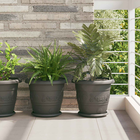 Vasi per Piante 6 pcs Nero Ø 30 x 25 cm Plastica | homemem39