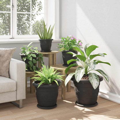 Vasi per Piante 6 pcs Nero Ø 34 x 28 cm Plastica | homemem39