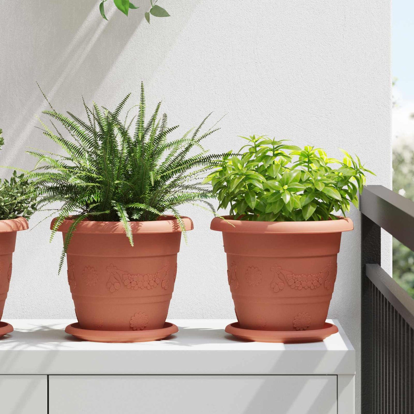 Vasi per Piante 24 pcs Rosso Mattone Ø 22 x 18 cm Plastica | homemem39