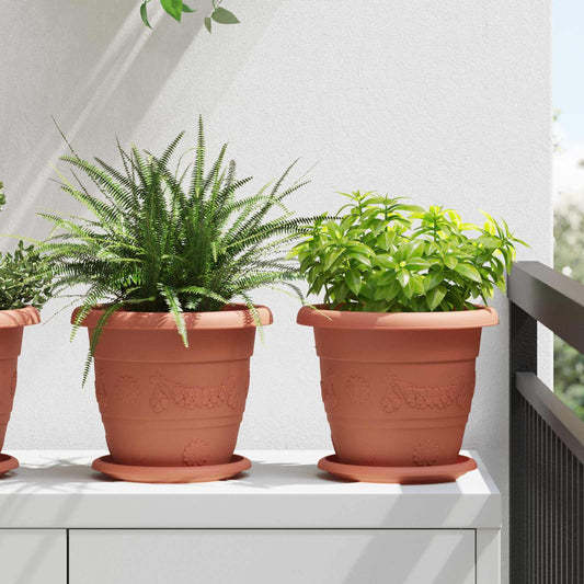 Vasi per Piante 24 pcs Rosso Mattone Ø 22 x 18 cm Plastica | homemem39