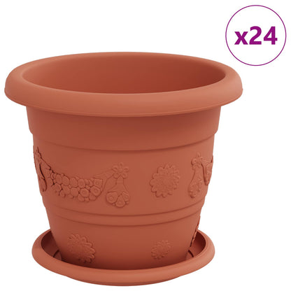 Vasi per Piante 24 pcs Rosso Mattone Ø 22 x 18 cm Plastica