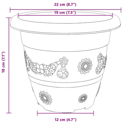 Vasi per Piante 24 pcs Rosso Mattone Ø 22 x 18 cm Plastica