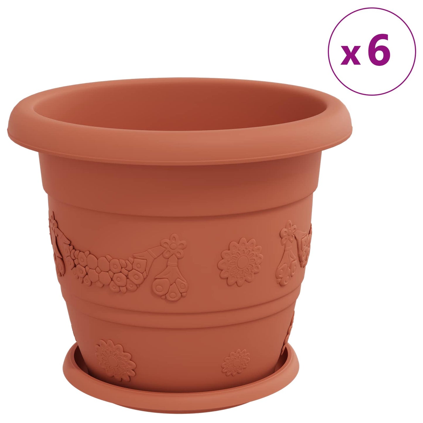Vasi per Piante 24 pcs Rosso Mattone Ø 30 x 25 cm Plastica | homemem39