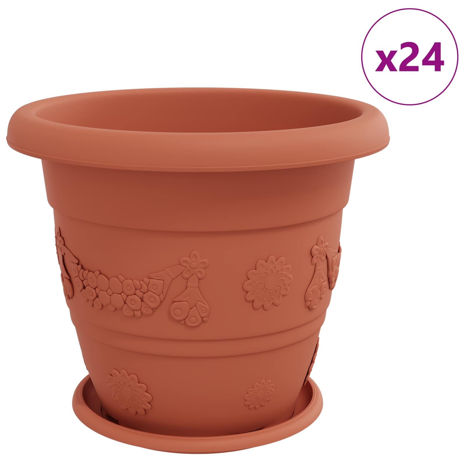 Vasi per Piante 24 pcs Rosso Mattone Ø 39 x 32 cm Plastica | homemem39