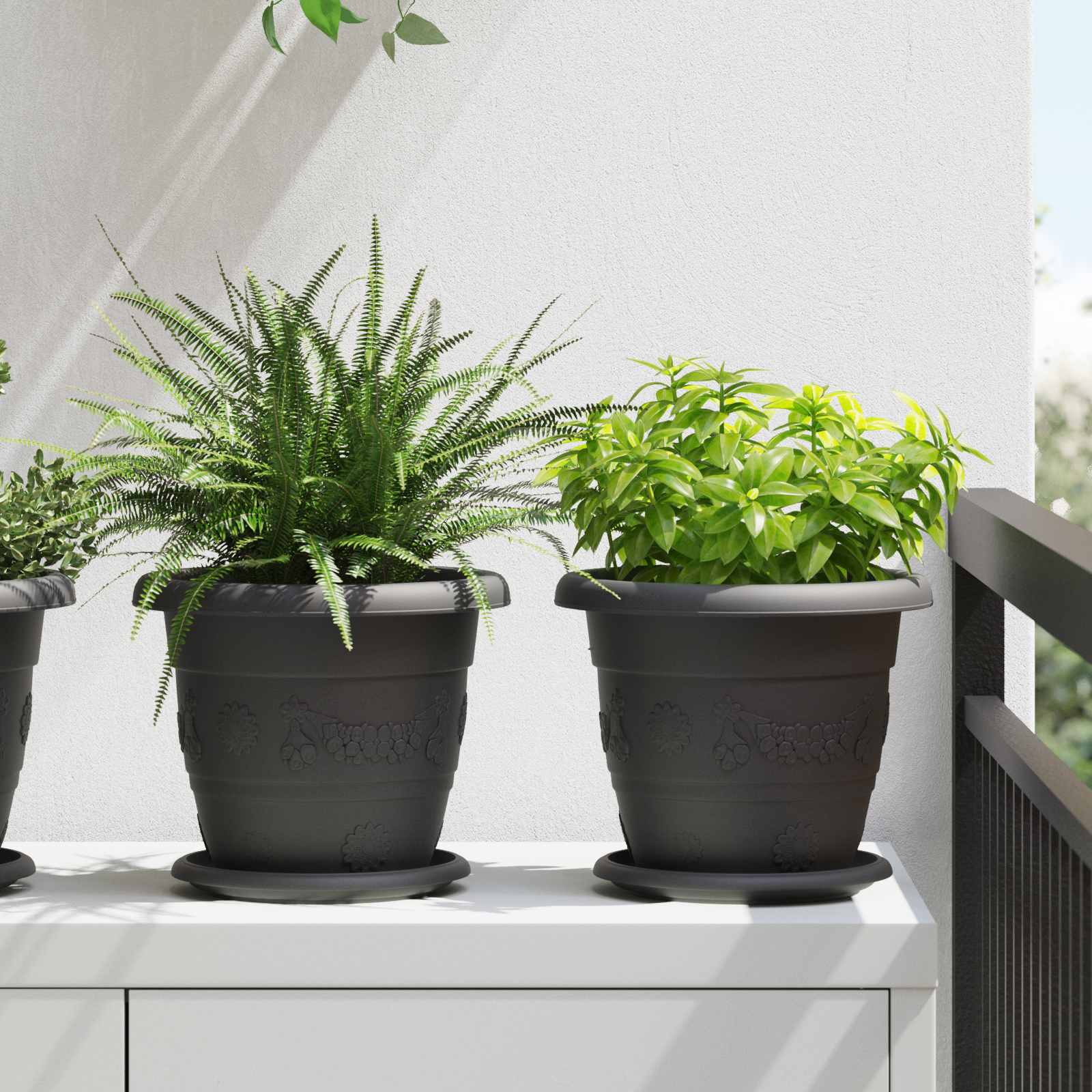 Vasi per Piante 24 pcs Nero Ø 22 x 18 cm Plastica | homemem39