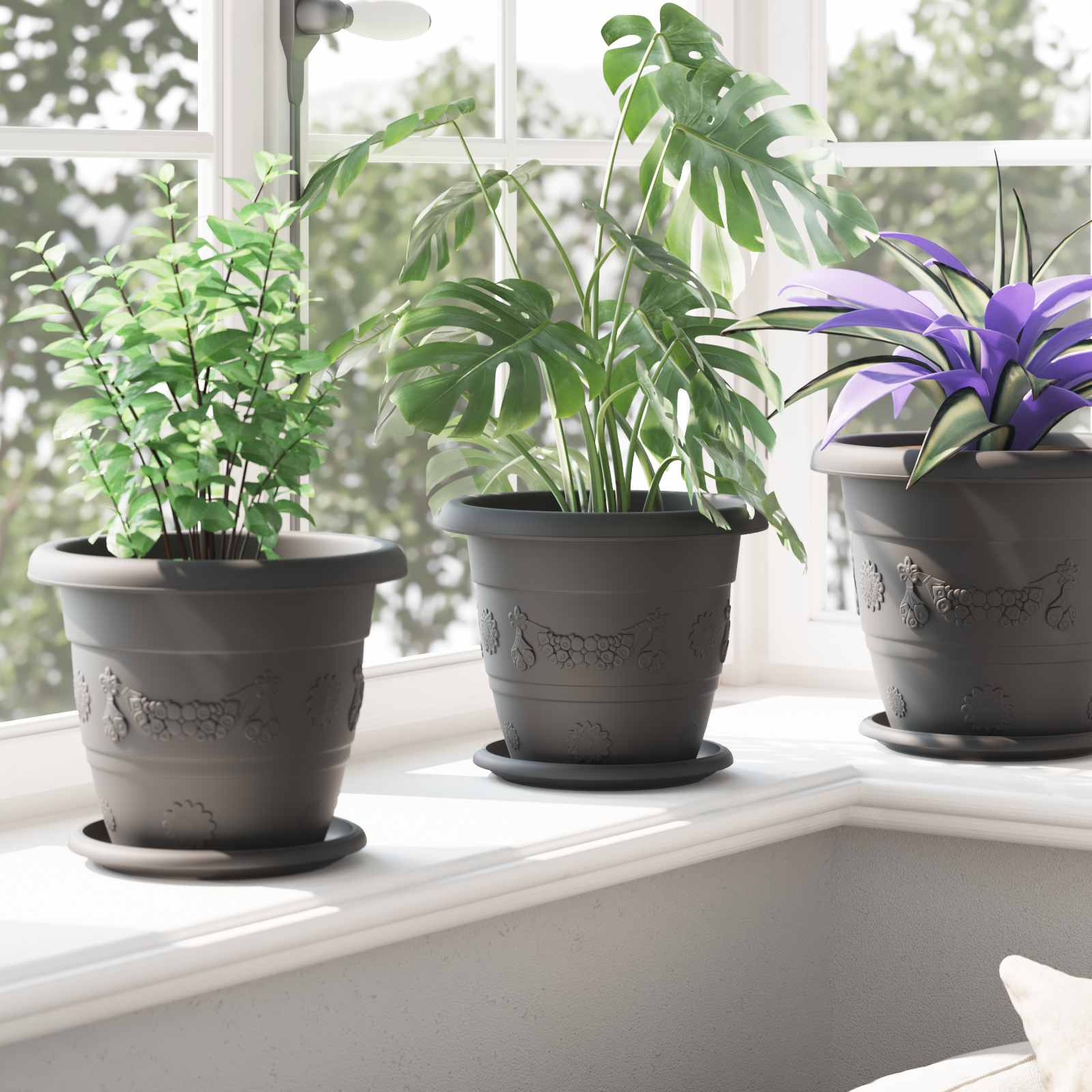 Vasi per Piante 24 pcs Nero Ø 22 x 18 cm Plastica | homemem39