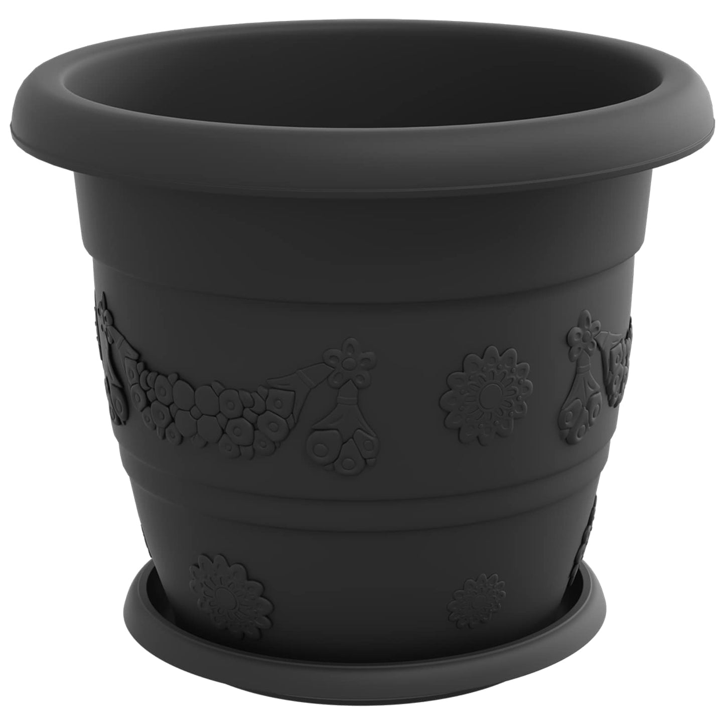 Vasi per Piante 24 pcs Nero Ø 30 x 25 cm Plastica | homemem39