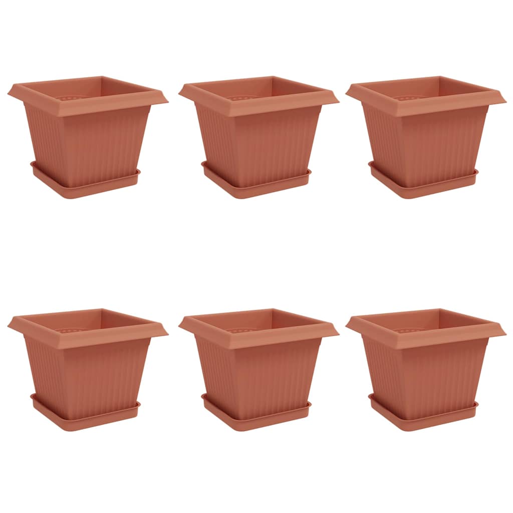 Vasi per Piante 6 pcs Rosso Mattone 20 x 20 x 16 cm Plastica