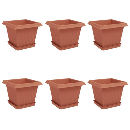 Vasi per Piante 6 pcs Rosso Mattone 20 x 20 x 16 cm Plastica