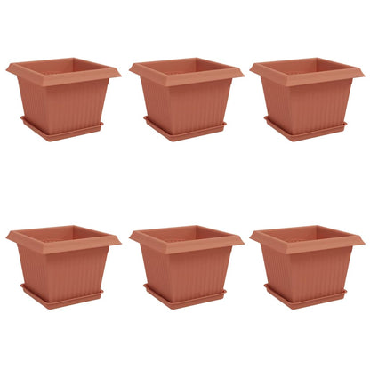 Vasi per Piante 6 pcs Rosso Mattone 23 x 23 x 17,5 cm Plastica | homemem39