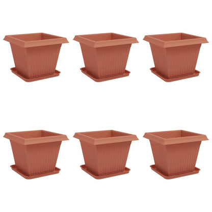 Vasi per Piante 6 pcs Rosso Mattone 38 x 38 x 30 cm Plastica