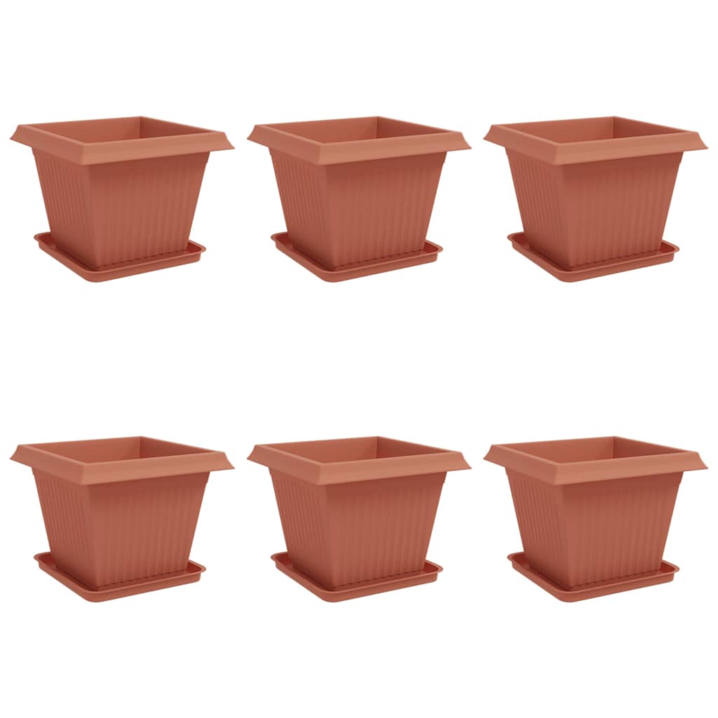 Vasi per Piante 6 pcs Rosso Mattone 43 x 43 x 33,5 cm Plastica